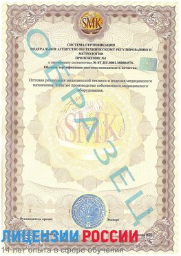 Образец сертификата соответствия (приложение) Гусиноозерск Сертификат ISO 13485
